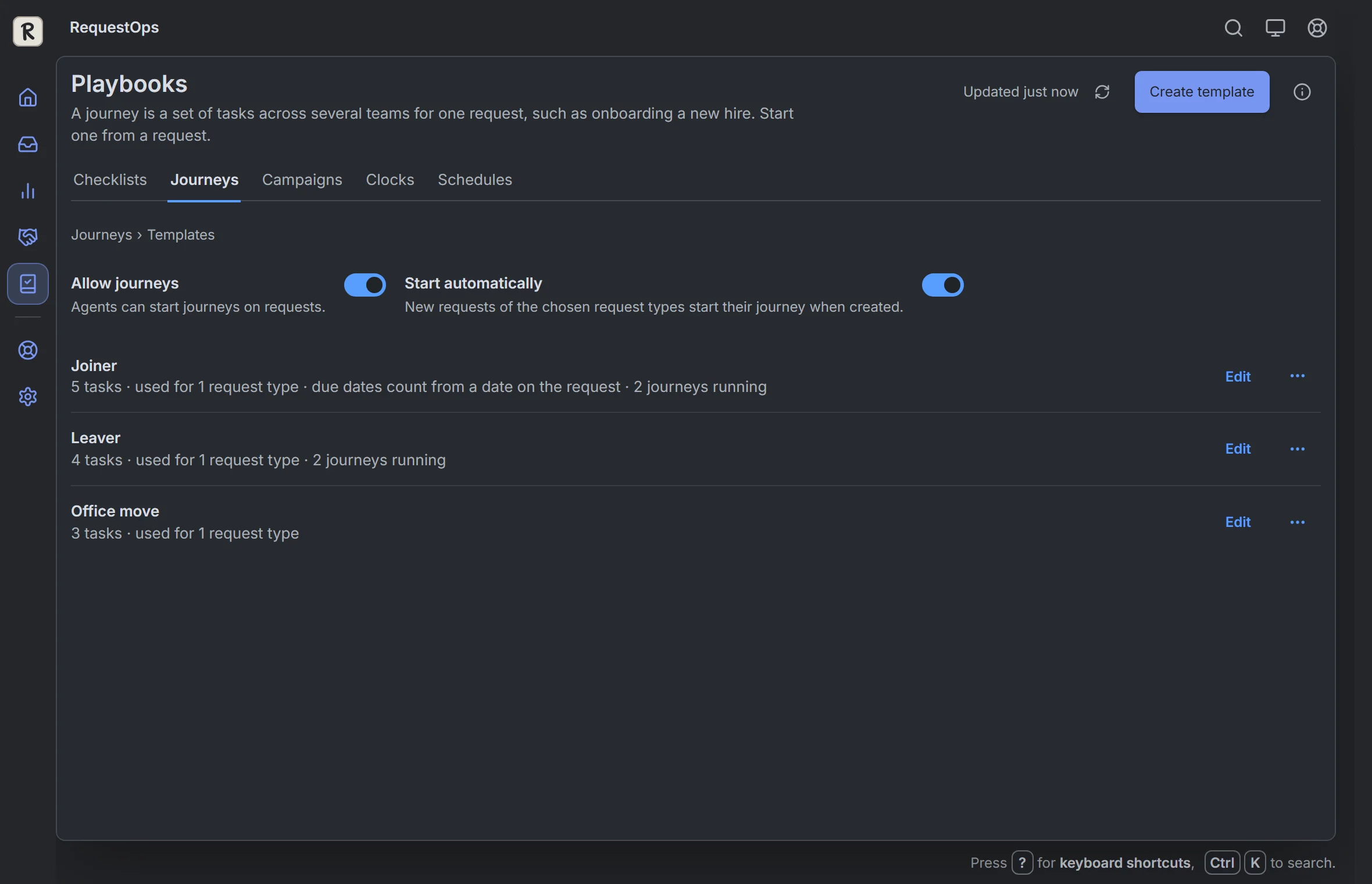 RequestOps: Playbooks, then Journeys: templates
