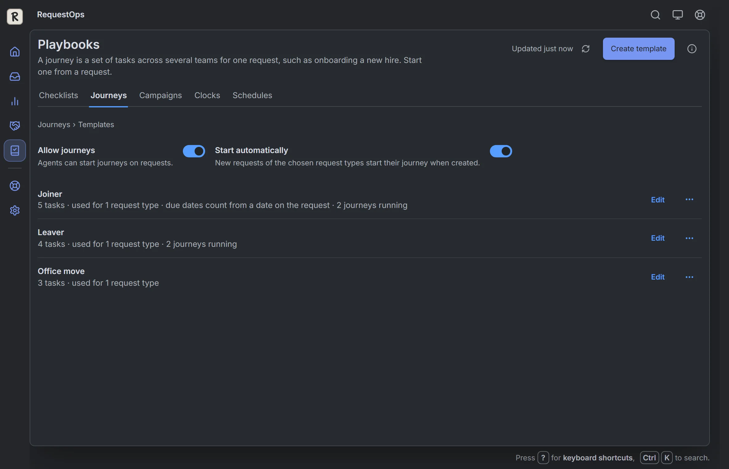 RequestOps: Playbooks, then Journeys: templates