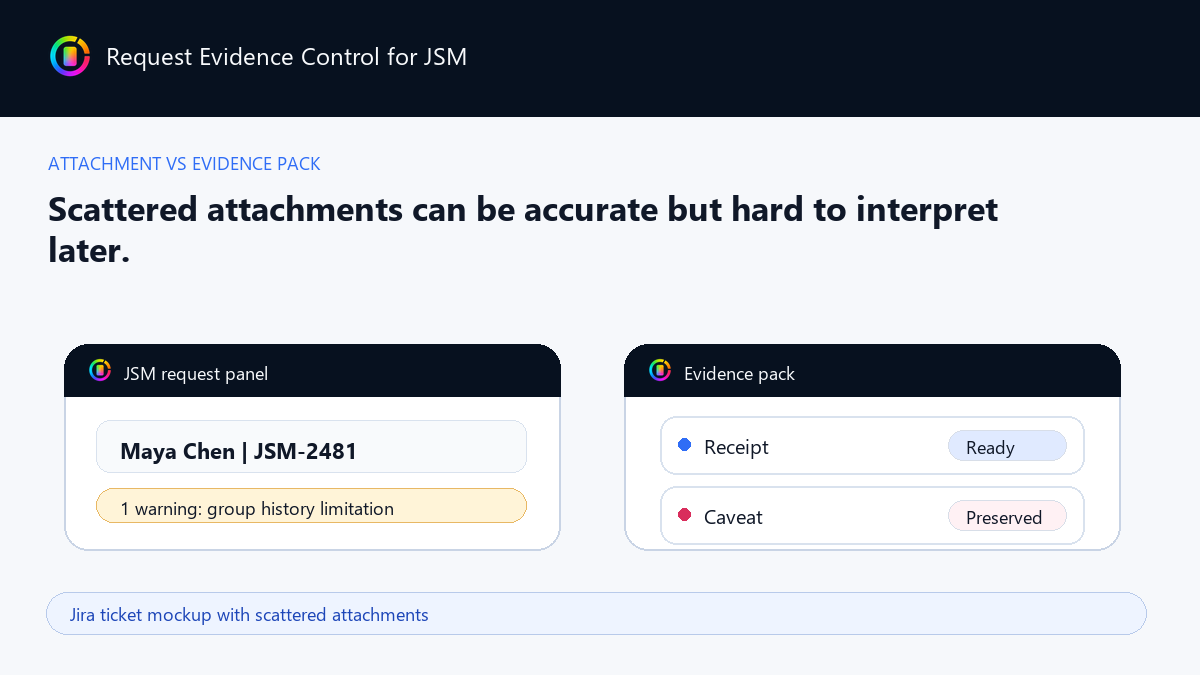 Jira ticket mockup with scattered attachments